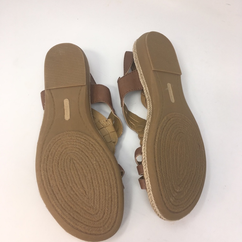SoftSpots Sandals Braided Brown Leather Straps Open Toe Jute 9.5 - Picture 4 of 9